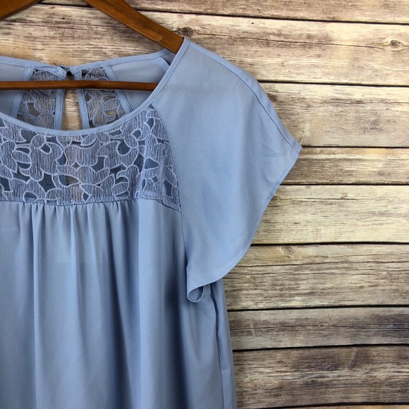 Maeve | Lace Trace Tee Flutter Sleeve Blouse Sz 4 - Picture 4 of 8